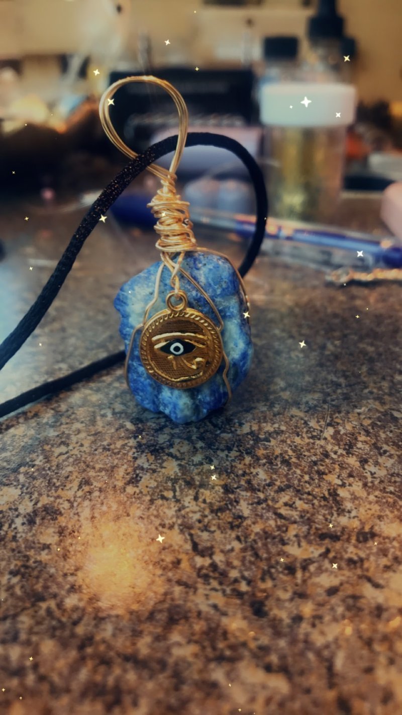 Lapis Lazuli wire wrapped necklace from Angels Crystals & Essentials in Calumet City Illinois