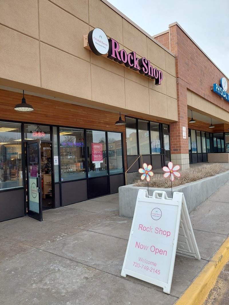 Crystal Haven Rock Shop storefront in Littleton Colorado