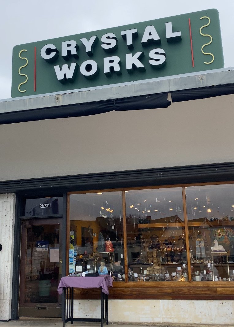 Crystal Works Metaphysical Store storefront in Austin Texas