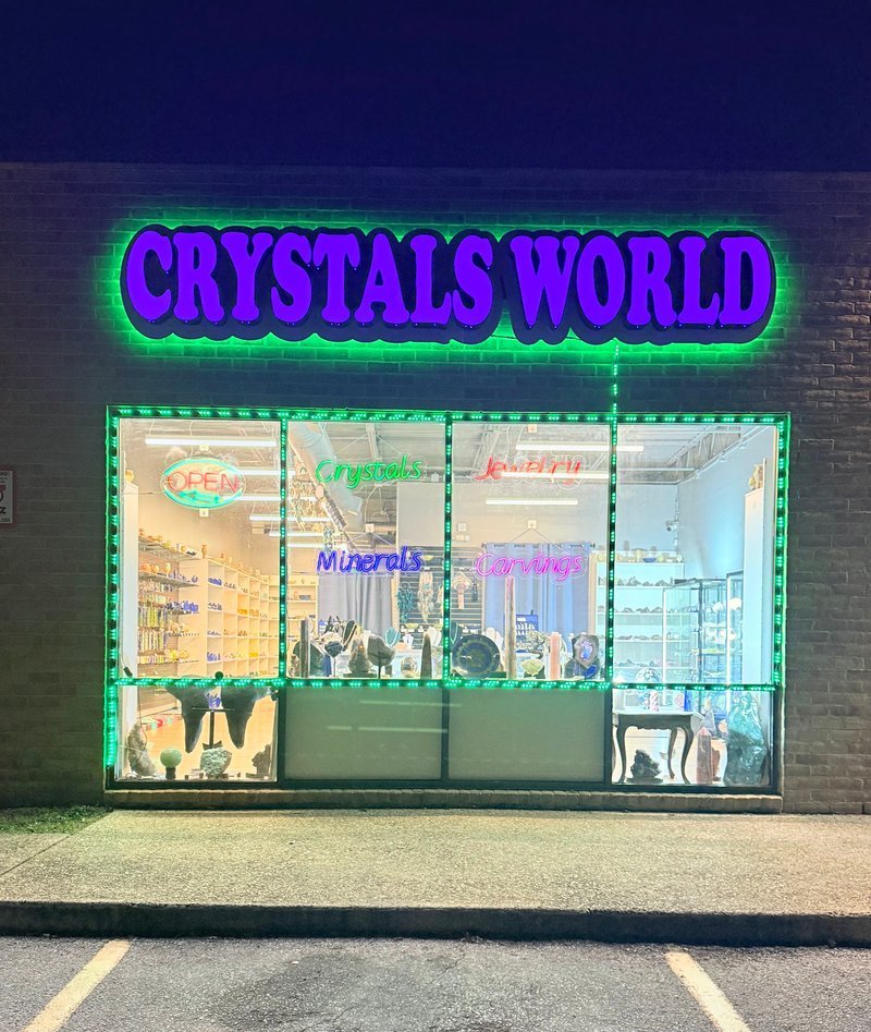CRYSTALS WORLD Metaphysical Store storefront in Austin Texas