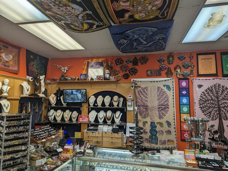 Crystal and mineral specimens including quartz, amethyst, and calcite varieties