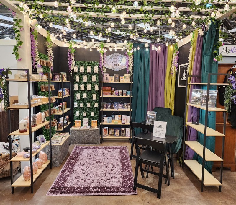 Collection of tumbled stones, raw minerals, and crystal clusters