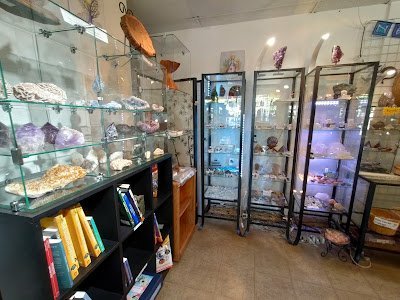 Collection of raw crystals, polished stones, and unique mineral formations