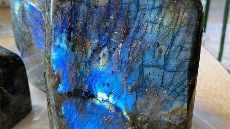 Store interior displaying crystals, minerals, and metaphysical supplies