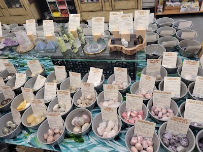 Assortment of crystal towers, spheres, clusters, and polished gemstones