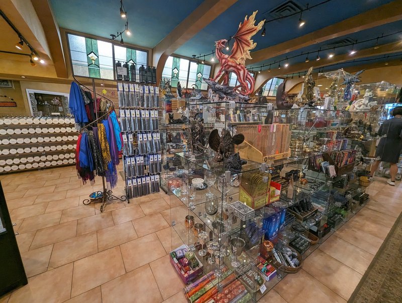 Shop interior featuring gemstones, healing crystals, and spiritual products
