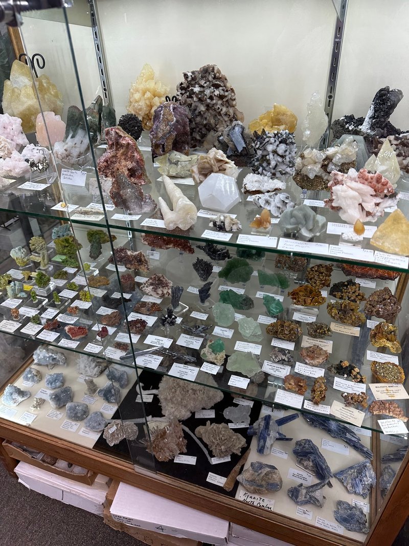 Store interior displaying crystals, minerals, and metaphysical supplies