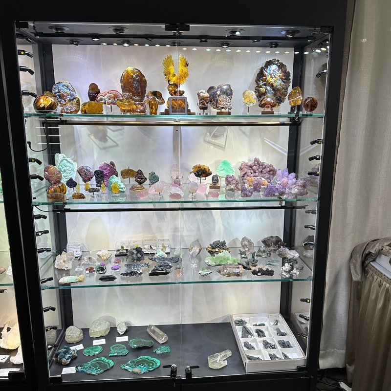 Store interior displaying crystals, minerals, and metaphysical supplies