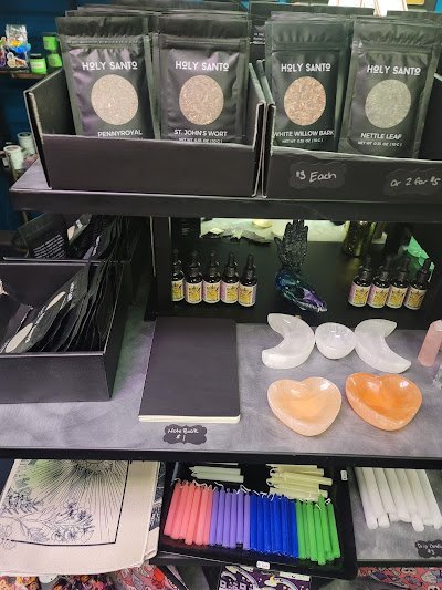 Collection of tumbled stones, raw minerals, and crystal clusters