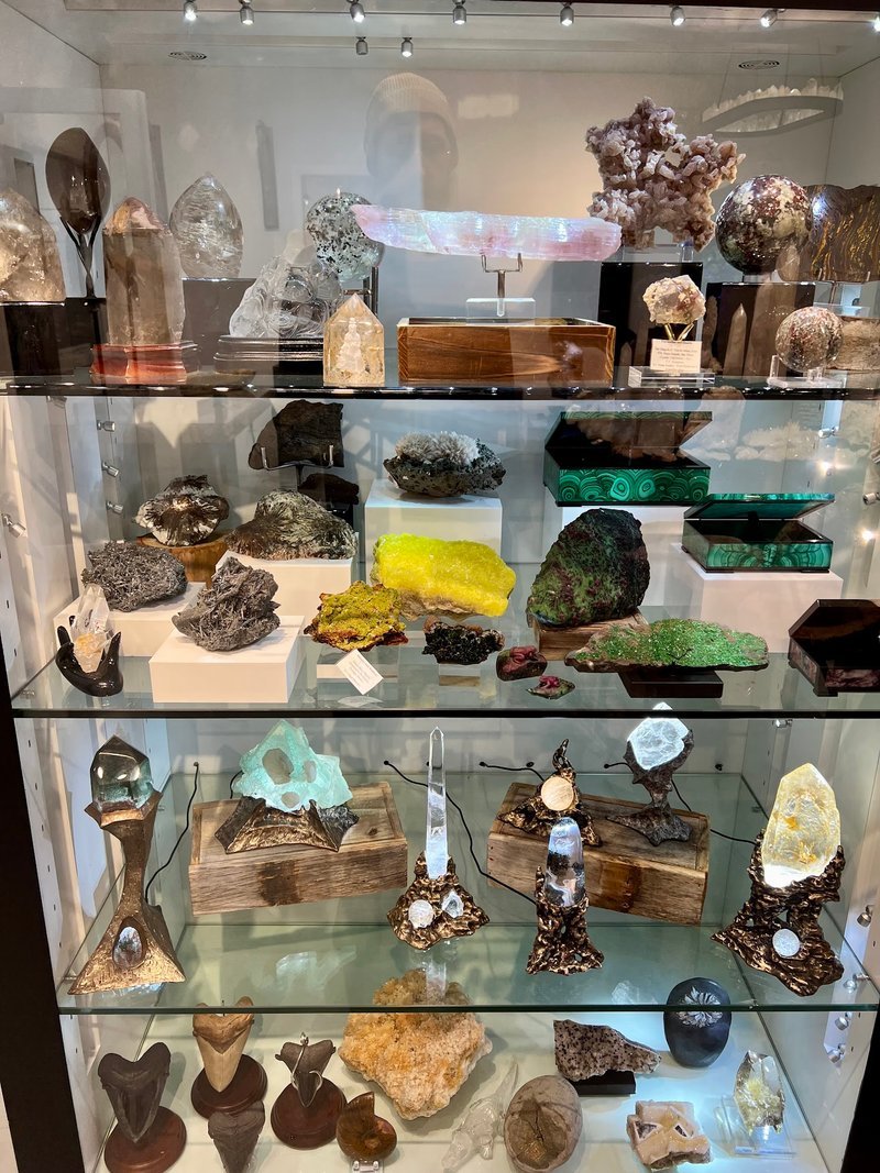 Store interior displaying crystals, minerals, and metaphysical supplies