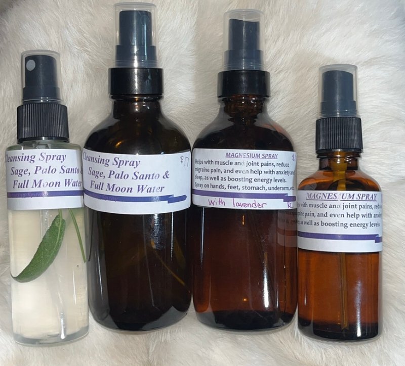 Organized crystal display with labeled stones and healing minerals