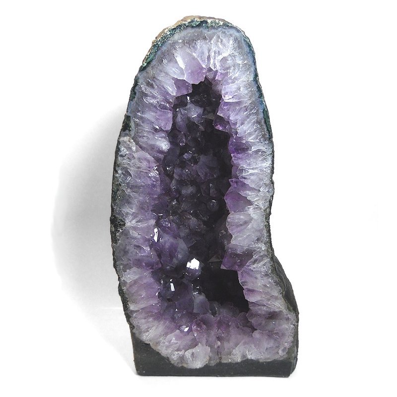 Organized crystal display with labeled stones and healing minerals